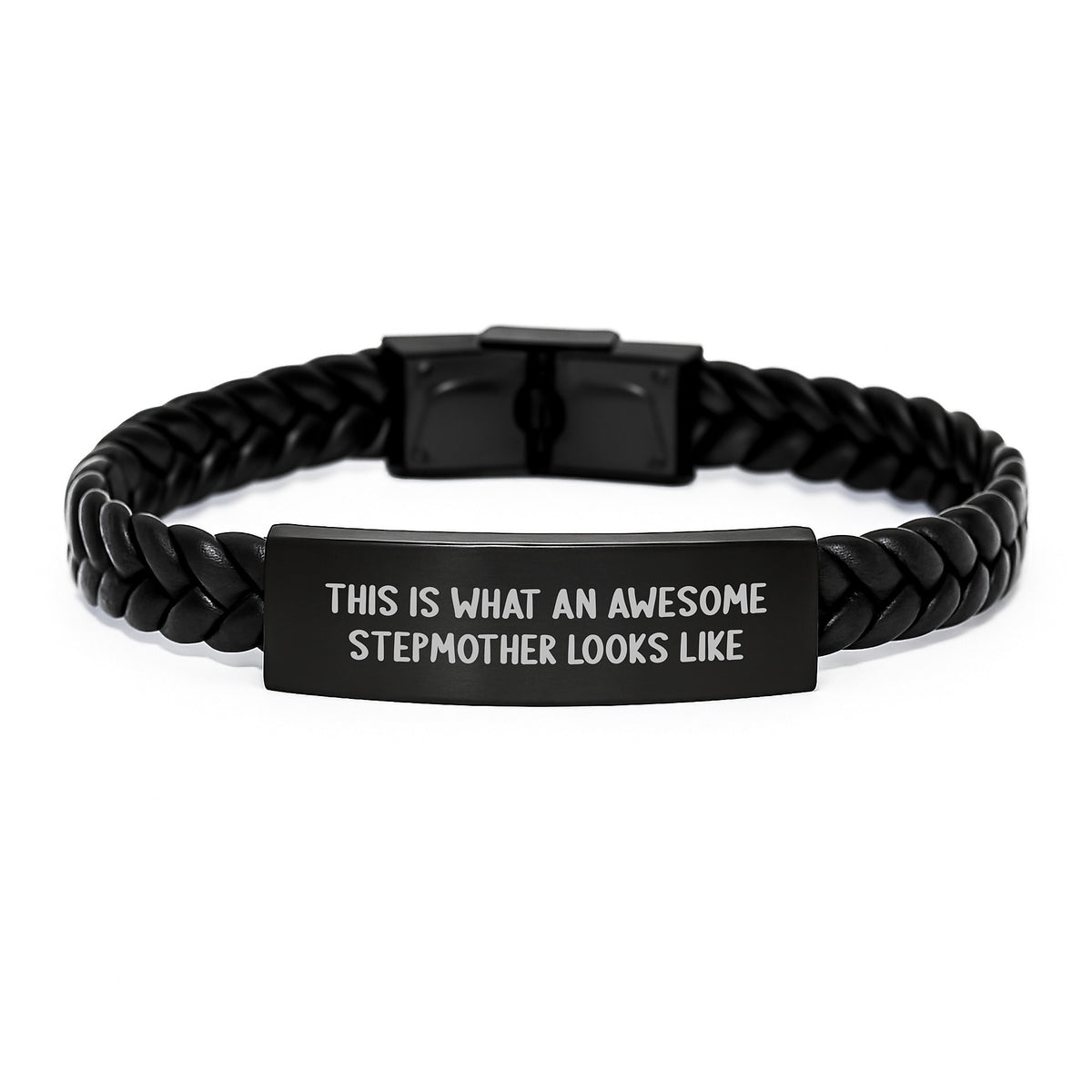 Funny Stepmother Gifts This Is What An Awesome Stepmother Looks Like Interlaced Leather Bracelet, Gifts for Stepmother from Family, Stepmother Christmas Unique Style - Image 1