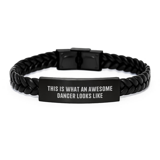 Funny Dancer Gifts for Him, Dancer Interlaced Leather Bracelet with Stainless Steel and PU Leather - Valentine's Unique Gifts from Men to Dancers - Image 1