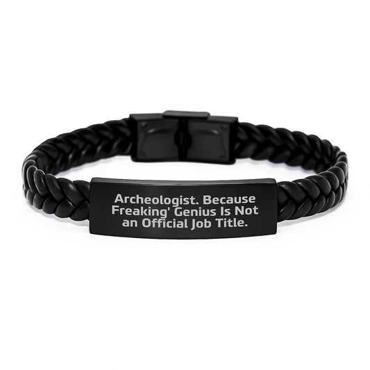 Archeologist Inspired Interlaced Leather Bracelet, Funny Quote, Gifts from Family to Archeologist Men, Unique Graduation Gifts for Archeologist - Image 1