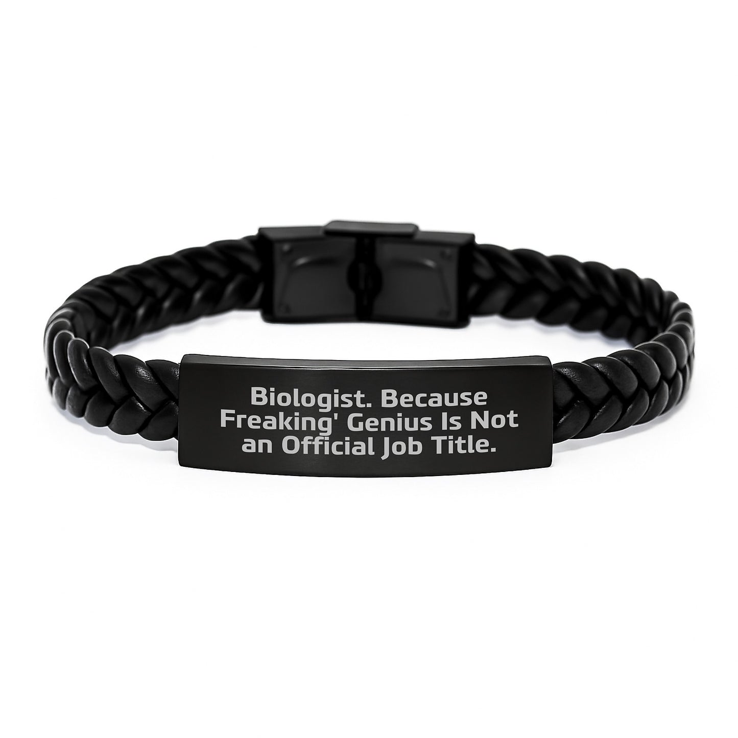 Funny Biologist Gifts, Biologist Mother's Day Unique Gifts, Gifts from Friends to Biologist - Interlaced Leather Bracelet with Stainless Steel and PU Leather - Image 1