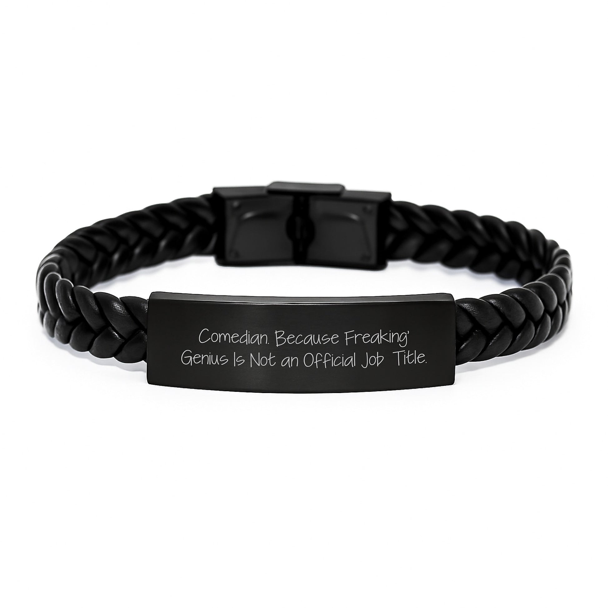 Birthday Gift Keepsake Interlaced Leather Bracelet for Him Comedian - Image 1