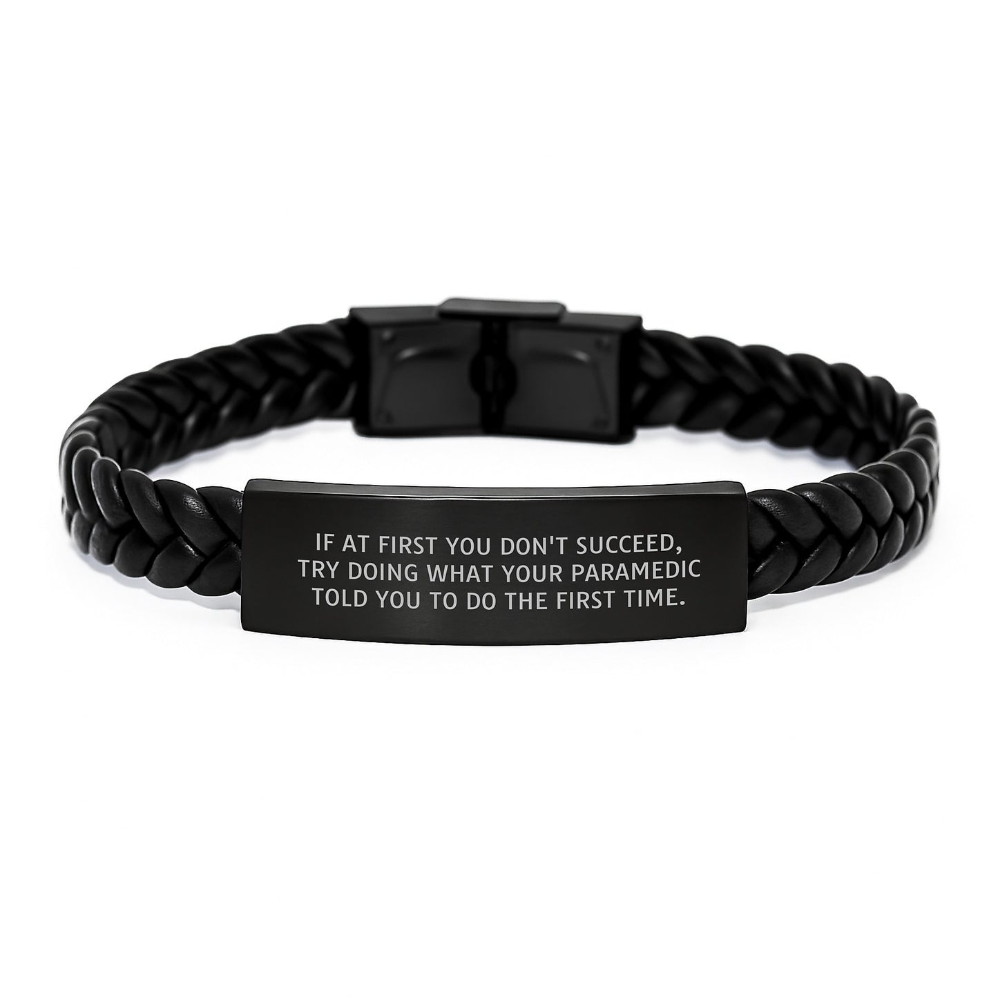 Funny Rescue Worker Quotes Interlaced Leather Bracelet, Gifts from Men to Rescue Worker Graduation Unique Gifts, Inspirational Rescue Worker Humor for Friends and Family - Image 1