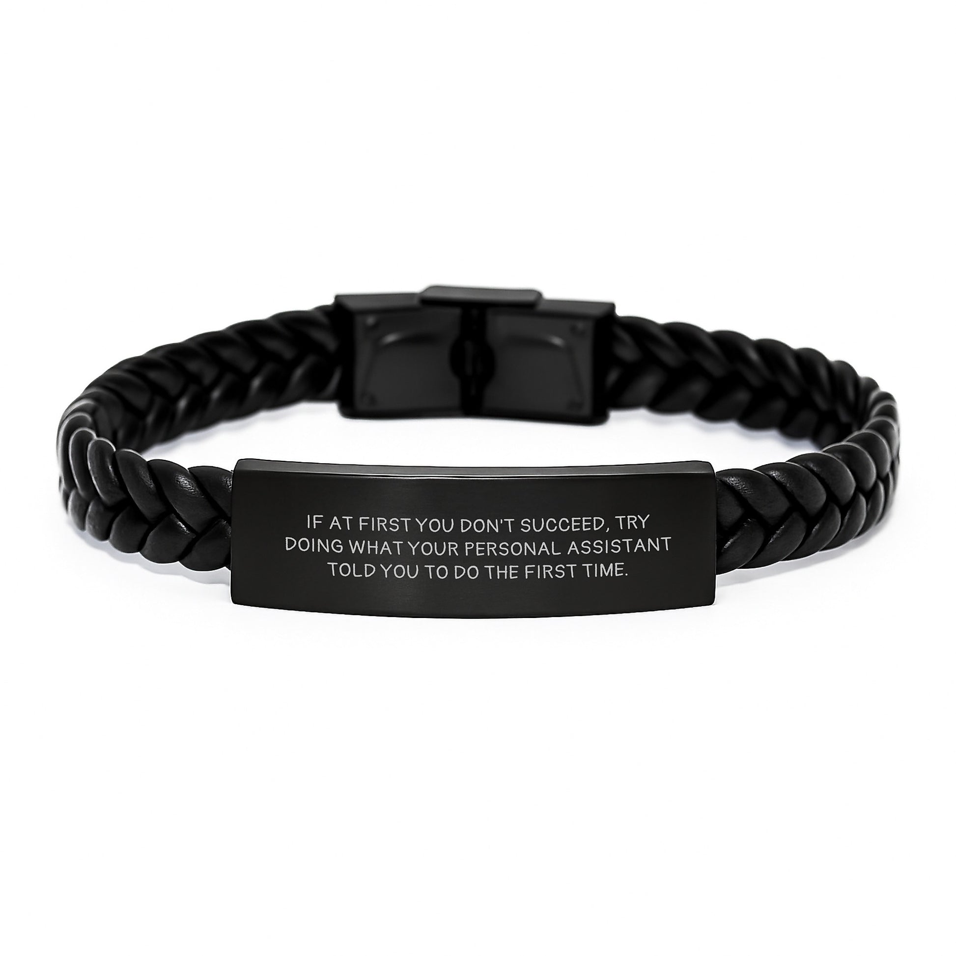 Funny Personal Assistant Gifts for Men - Interlaced Leather Bracelet with Stainless Steel and PU Leather - Gift from Family to Celebrate Graduation - Image 1