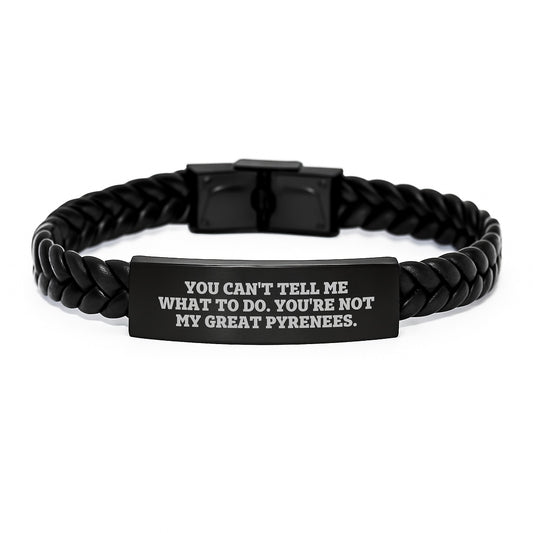 Funny Great Pyrenees Dog Birthday Unique Gifts for Men, Unique Interlaced Leather Bracelet with Engraved Stainless Steel - Gifts from Friends, Family, or Coworkers - Image 1