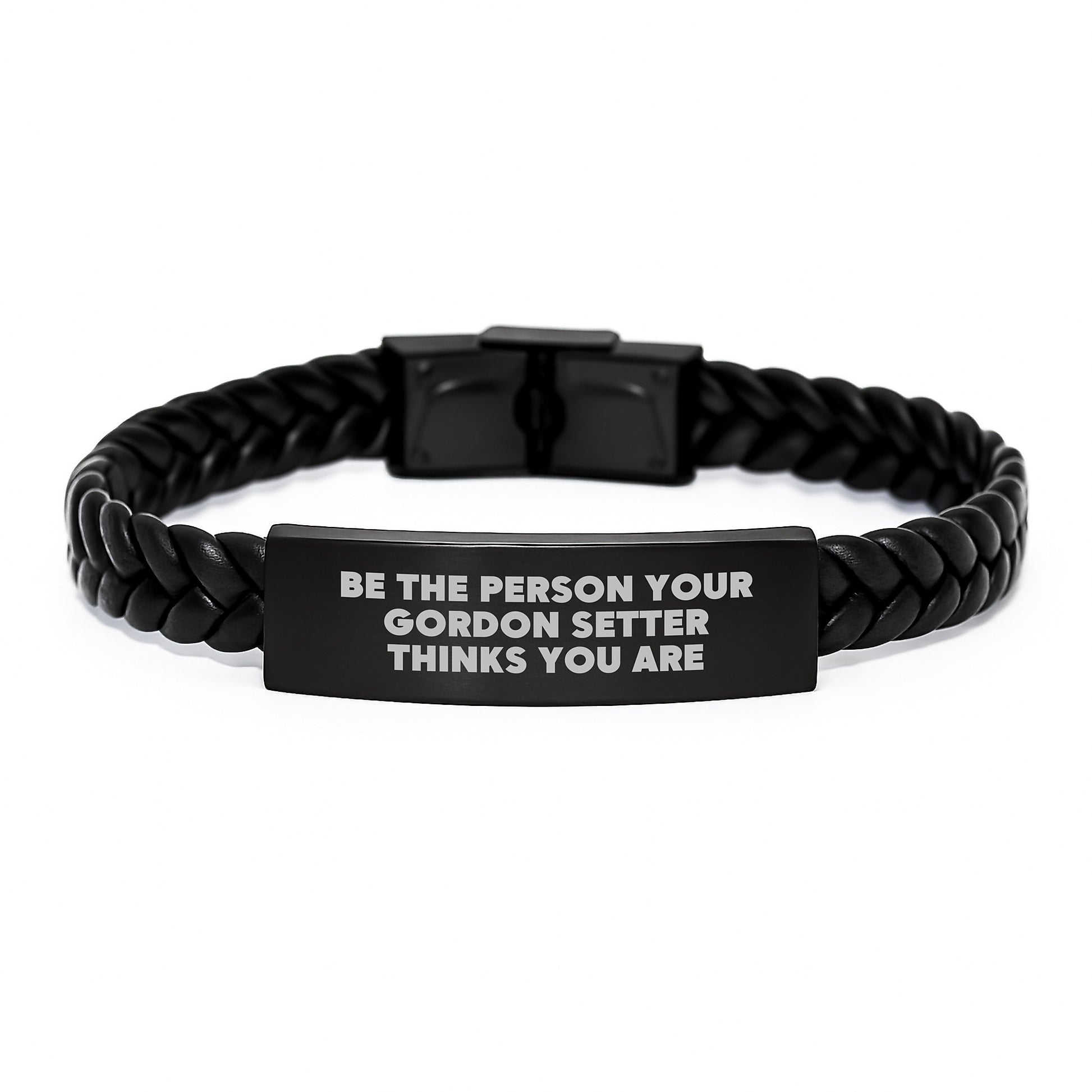 Gordon Setter Dog Lover's Inspirational Gift, Interlaced Leather Bracelet for Him, Valentine's Unique Gifts from Family to Men - Image 1