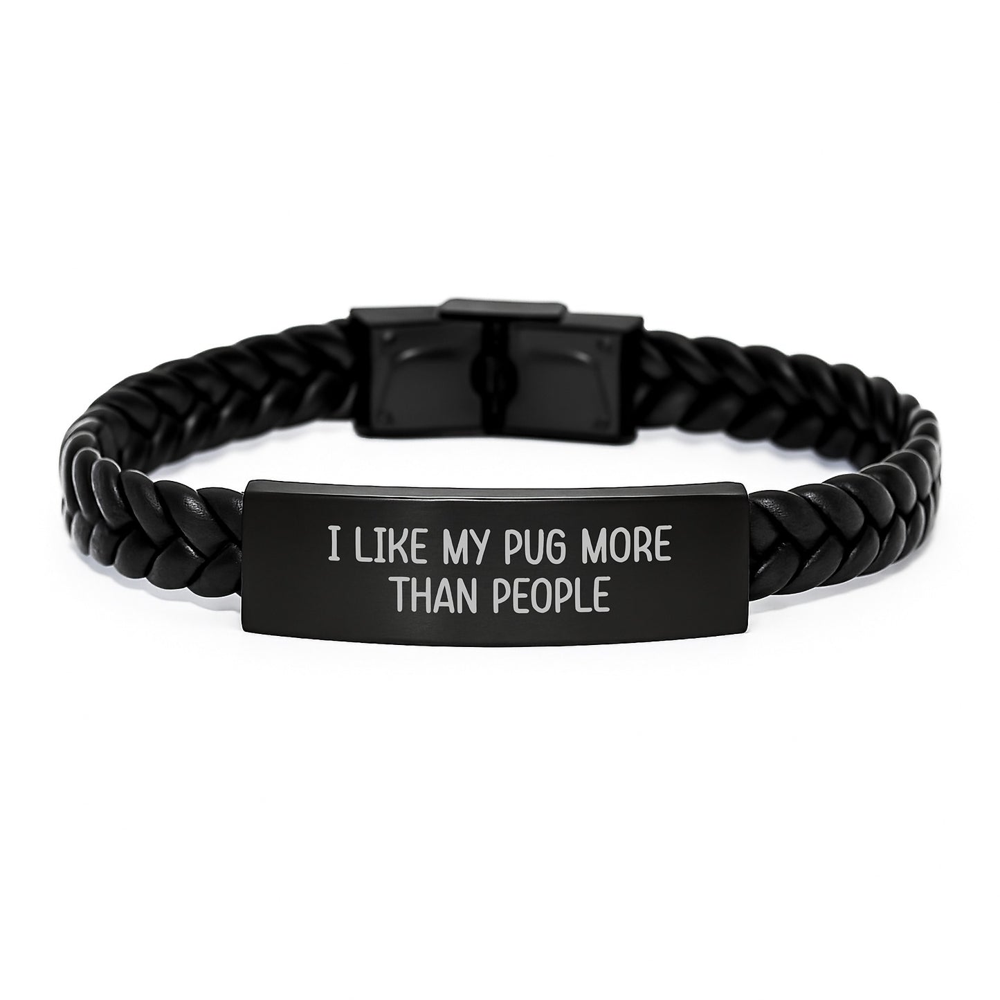 Funny Pug Dog Interlaced Leather Bracelet Gifts from Men to Family, Valentine's Unique Gifts for Pug Dog Lovers - Image 1
