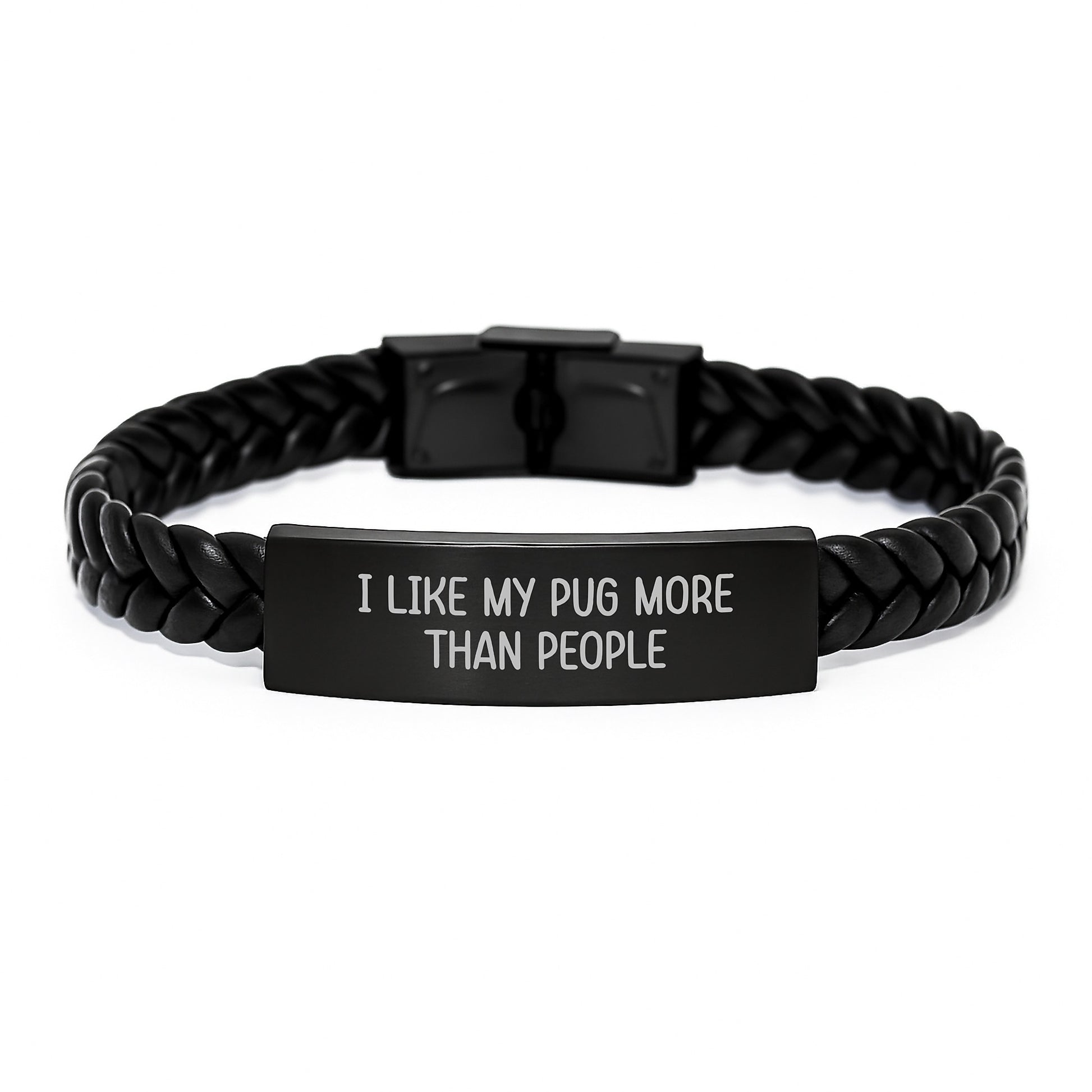 Funny Pug Dog Interlaced Leather Bracelet Gifts from Men to Family, Valentine's Unique Gifts for Pug Dog Lovers - Image 1