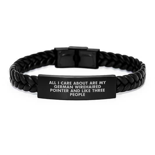 Funny German Wirehaired Pointer Dog Gifts, Unique Interlaced Leather Bracelets for Men and Women, Birthday Unique Gifts from Friends and Family - Image 1