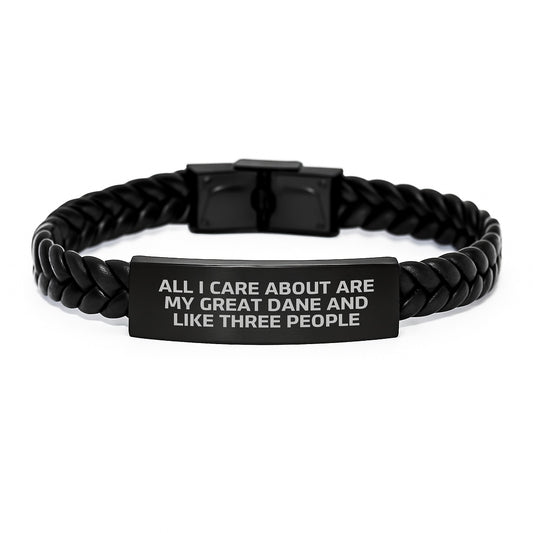 Funny Great Dane Dog Interlaced Leather Bracelet Gifts for Great Dane Dog Owners, Birthday Unique Gifts from Friends - Image 1