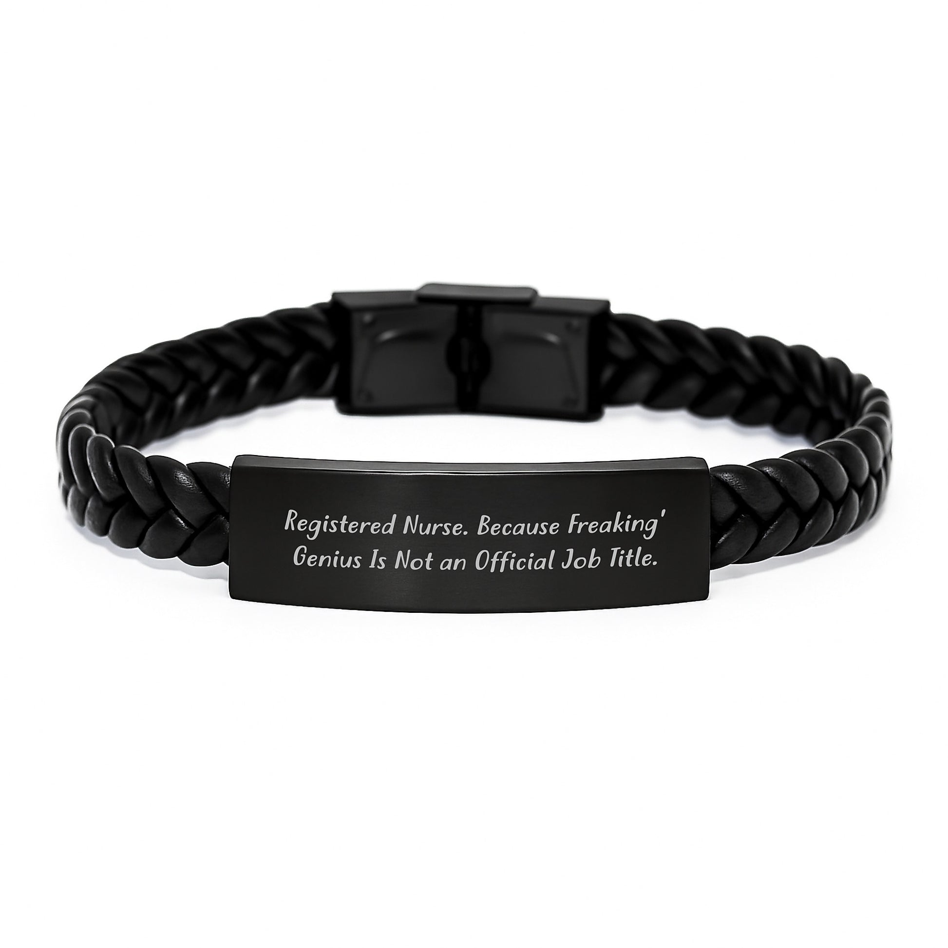 Birthday Gift for Her Registered Nurse Interlaced Leather Bracelet - Image 1