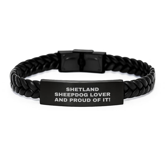 Unique Shetland Sheepdog Lover Gifts from Men Women Friends Family, Valentine's Unique Interlaced Leather Bracelet, Shetland Sheepdog Funny Quote Love - Image 1