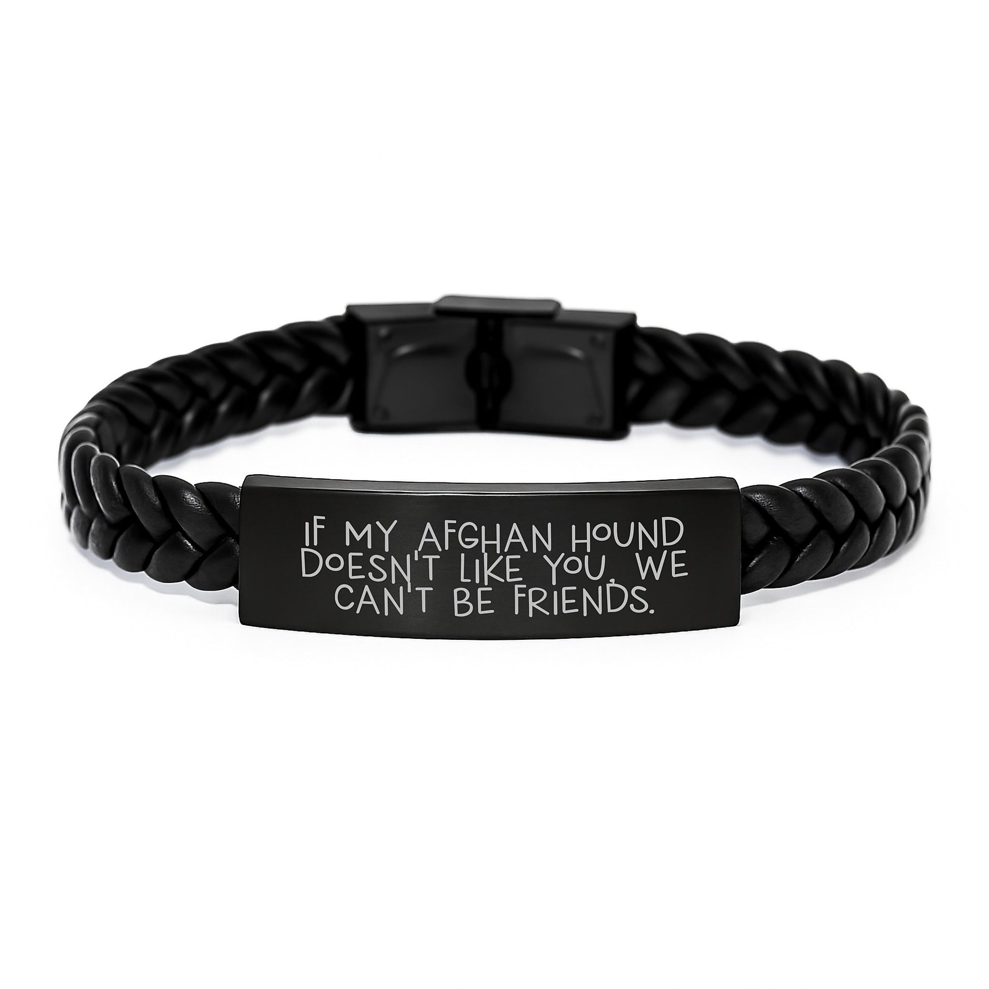Funny Afghan Hound Dog Lover Gifts from Friends, Valentine's Unique Gifts for Men, Women, Family, Interlaced Leather Bracelet, Funny Quote - Image 1