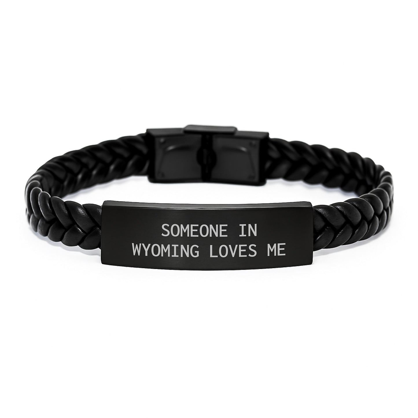 Wyoming Interlaced Leather Bracelet Gifts for Him or Her - Funny Quote Someone In Wyoming Loves Me - Valentine's Unique Gifts from Friends or Family - Image 1