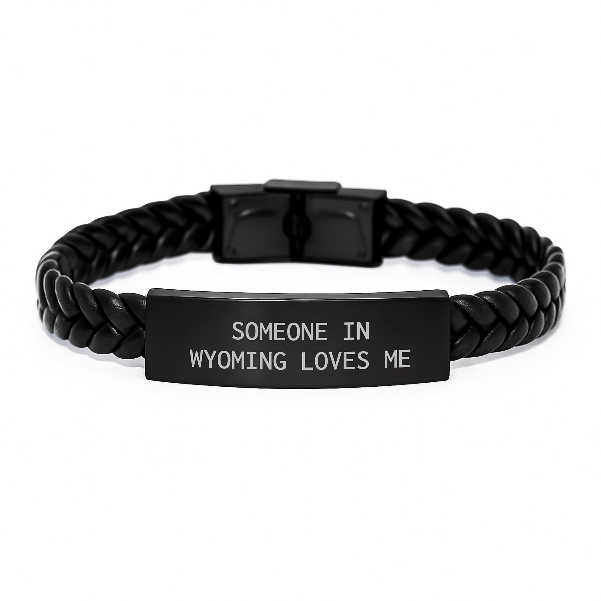 Wyoming Interlaced Leather Bracelet Gifts for Him or Her - Funny Quote Someone In Wyoming Loves Me - Valentine's Unique Gifts from Friends or Family - Image 1