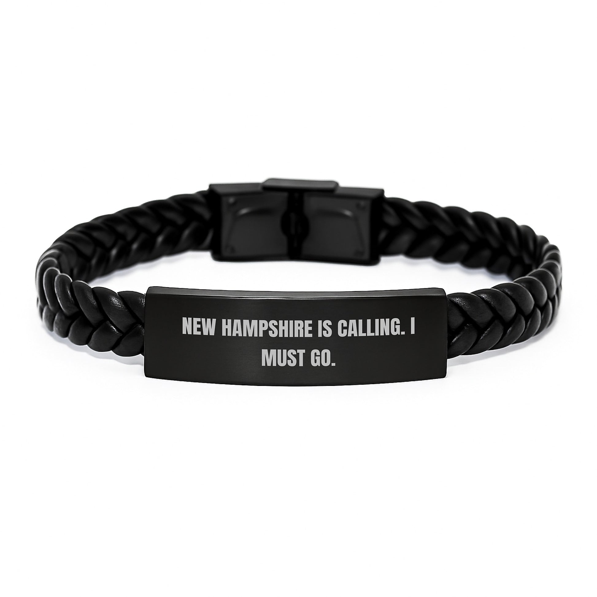 New Hampshire Unique Gifts for Men from Friends - Funny Quote Interlaced Leather Bracelet, Birthday Unique Presents - Image 1