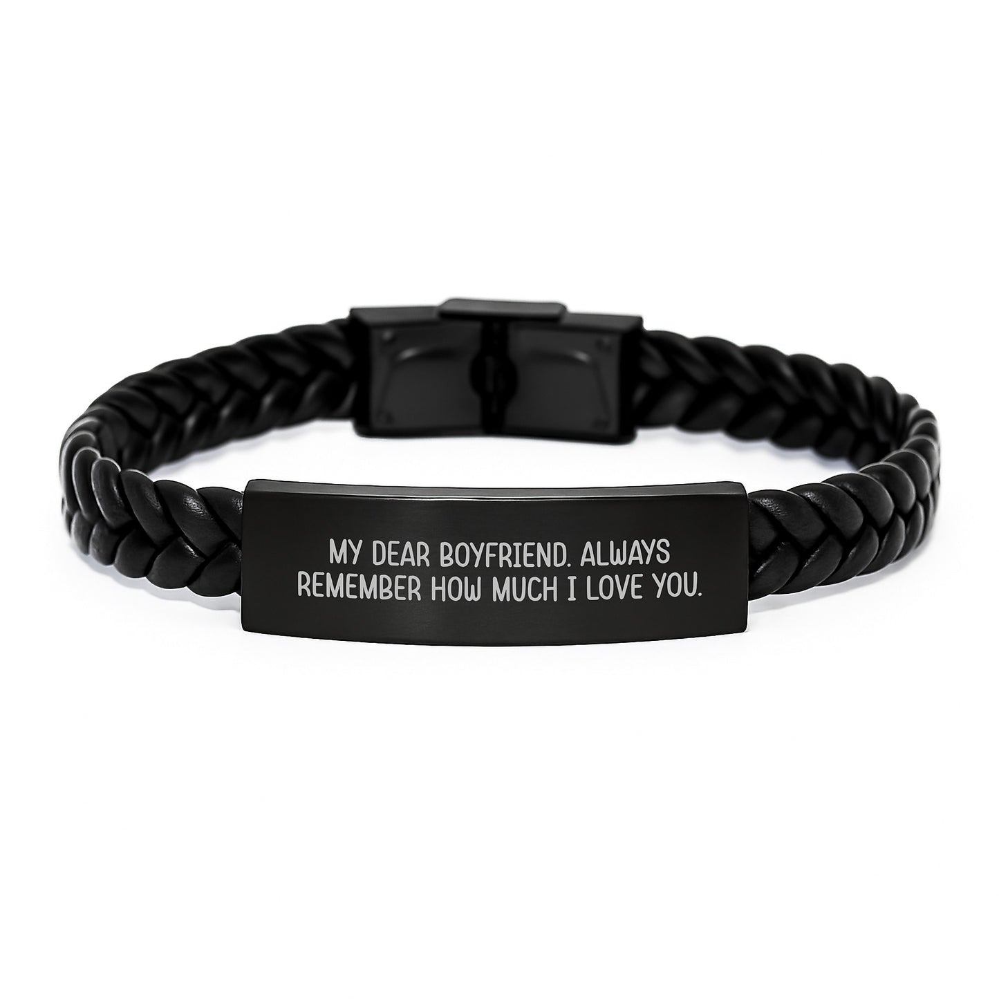 Boyfriend Keepsake Interlaced Leather Bracelet for Him Birthday Gift - Image 1