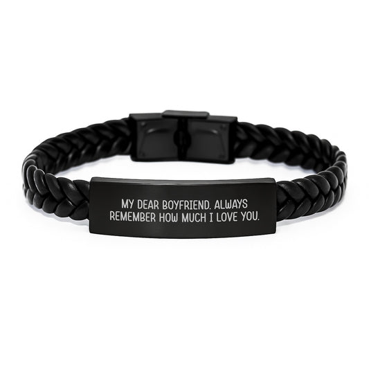 Boyfriend Keepsake Interlaced Leather Bracelet for Him Birthday Gift - Image 1