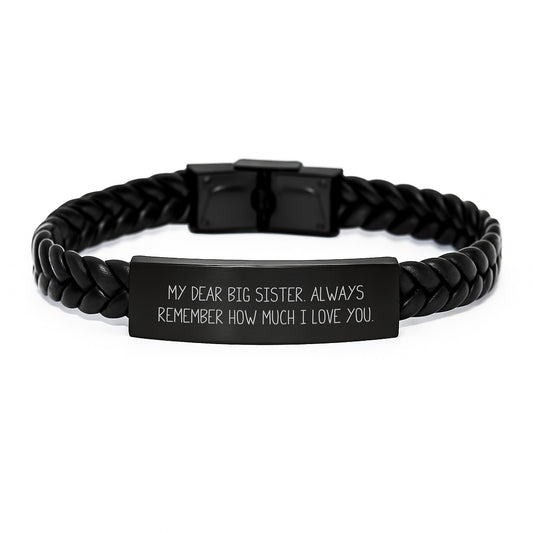 Big Sister Keepsake Interlaced Leather Bracelet Elegant Birthday Gift - Image 1