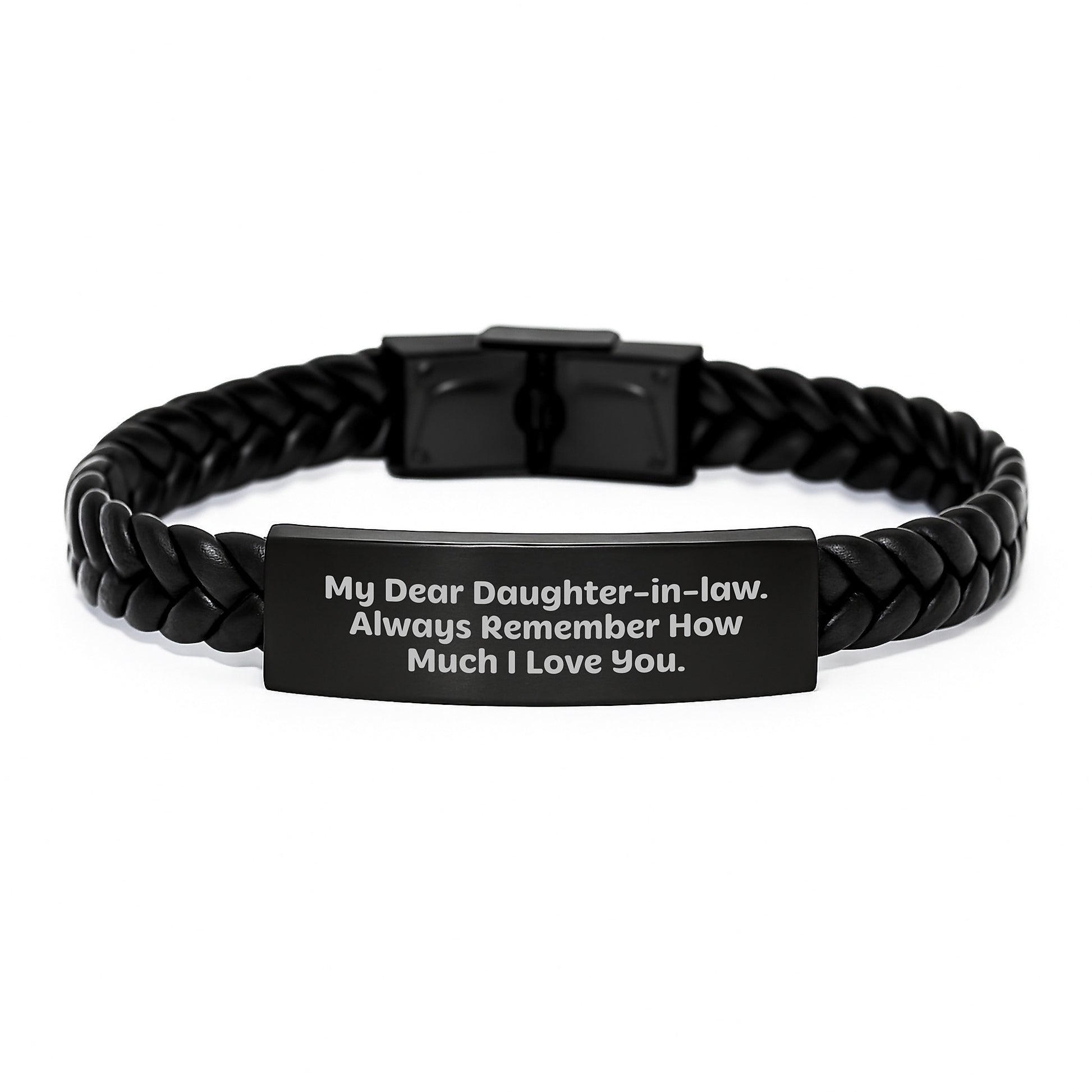 Gifts from Family to Daughter-in-law, Inspirational Interlaced Leather Bracelet with Quote, Graduation Unique Gifts for Women, Lovely Daughter-in-law Present - Image 1