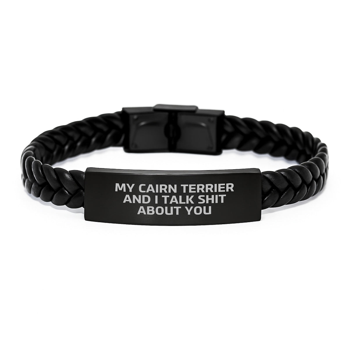 Birthday Gift Present for Her Cairn Terrier Interlaced Leather Bracelet - Image 1