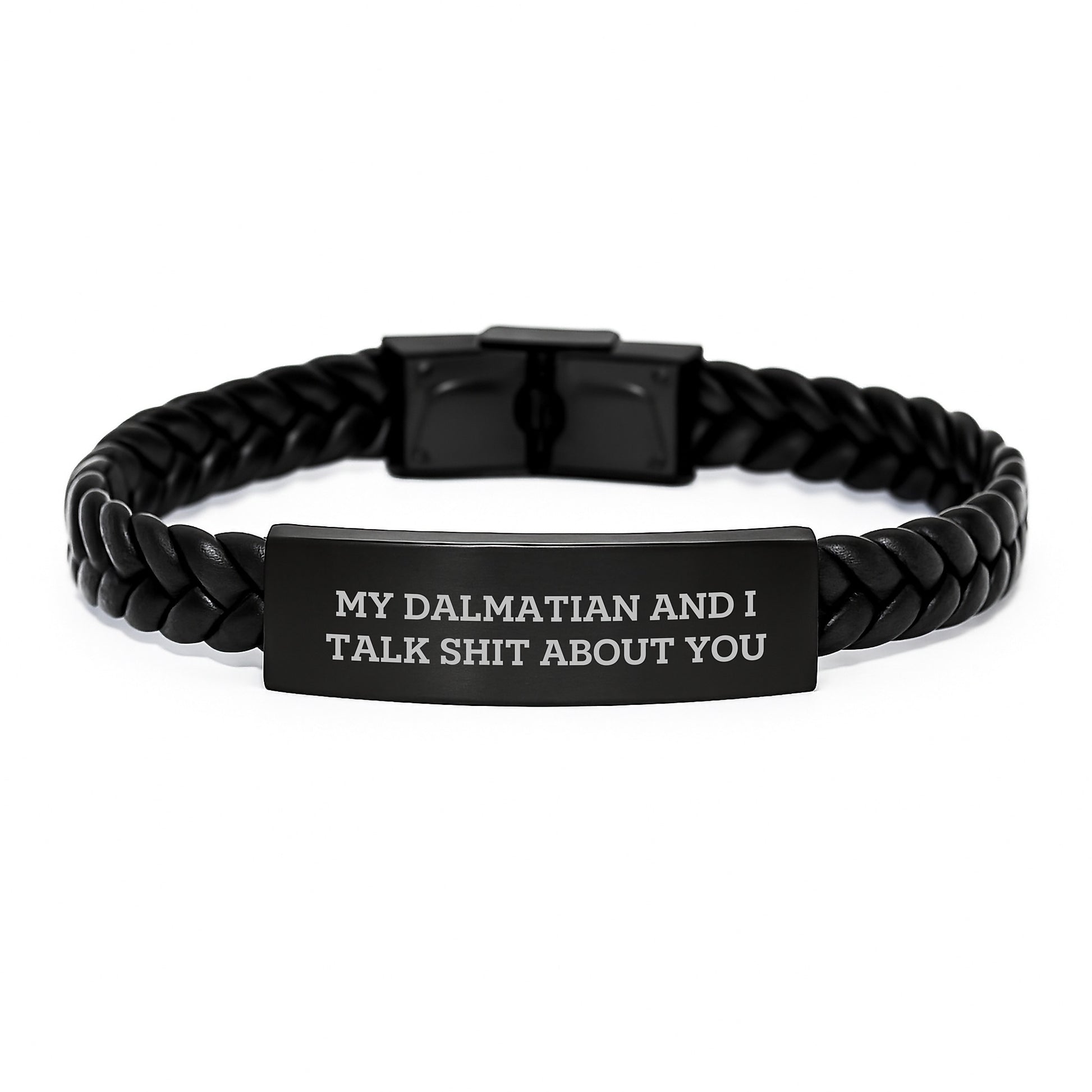 Dalmatian Keepsake Interlaced Leather Bracelet for Him Birthday Gift - Image 1