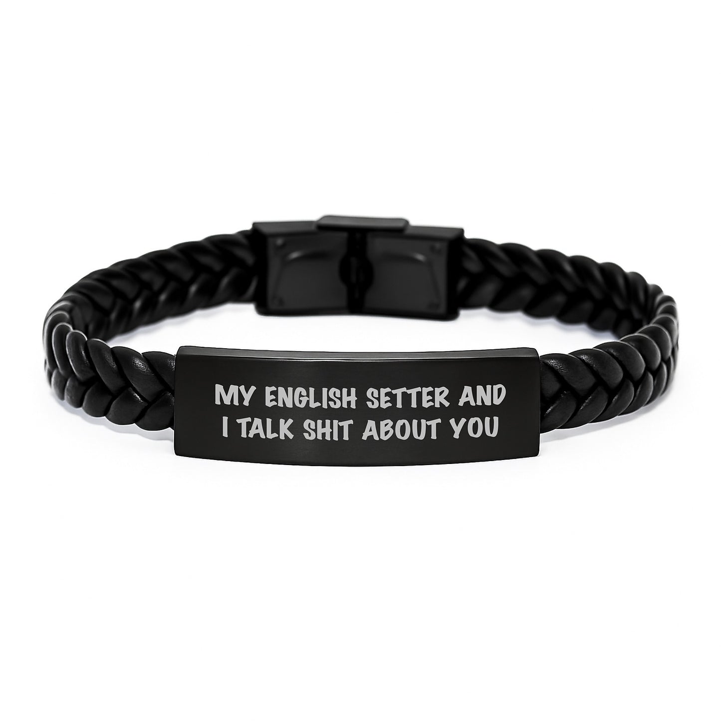 English Setter Dog Funny Quote Interlaced Leather Bracelet Gifts for Men from Family - Graduation Unique Gifts - Image 1