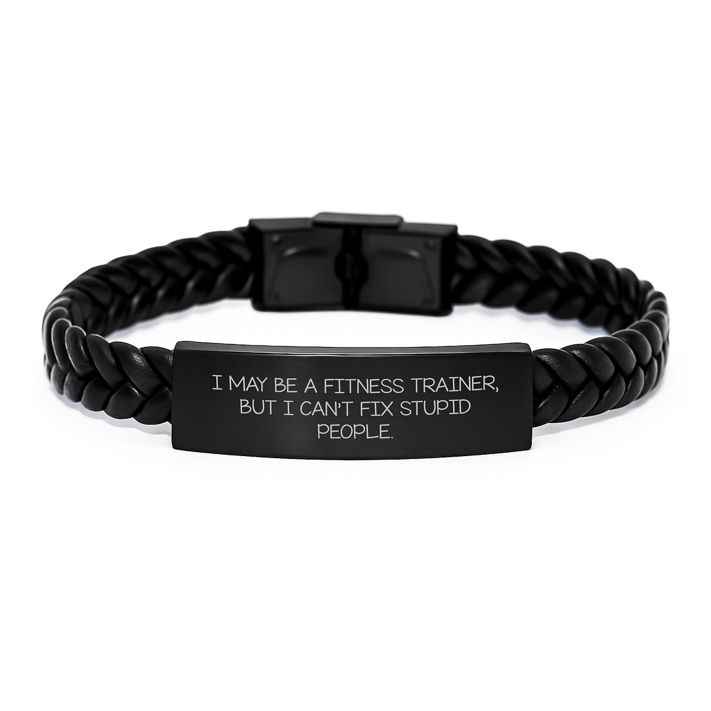 Funny Fitness Trainer Quote Interlaced Leather Bracelet Gifts for Men, Women - Unique Mother's Day Unique Gifts from Men, Women, Friends - Image 1
