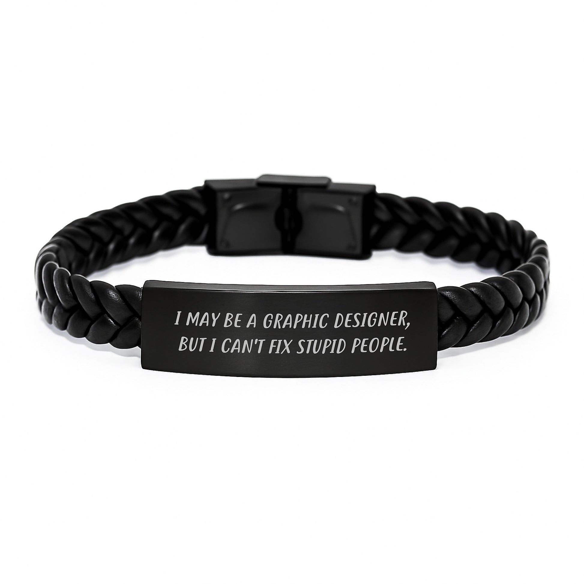 Gifts from Men to Graphic Designer - Funny Quote Interlaced Leather Bracelet, Mother's Day Unique for Friends, Wife - Engraved Stainless Steel PU Leather - Image 1