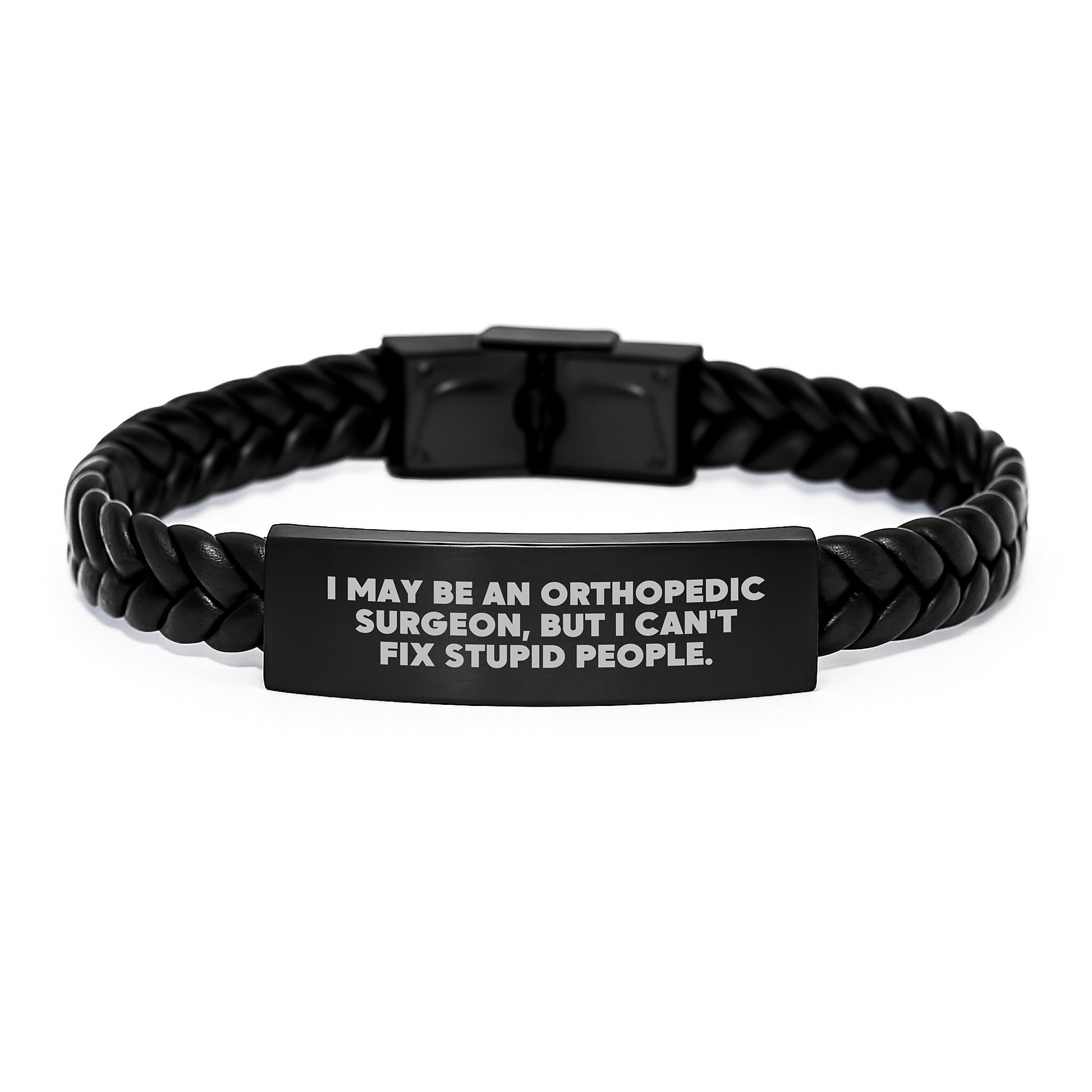 Orthopedic Surgeon Funny Quote Interlaced Leather Bracelet, Gifts from Friends for Orthopedic Surgeon Graduation Unique Gifts, Stainless Steel PU Leather Men's Bracelet - Image 1