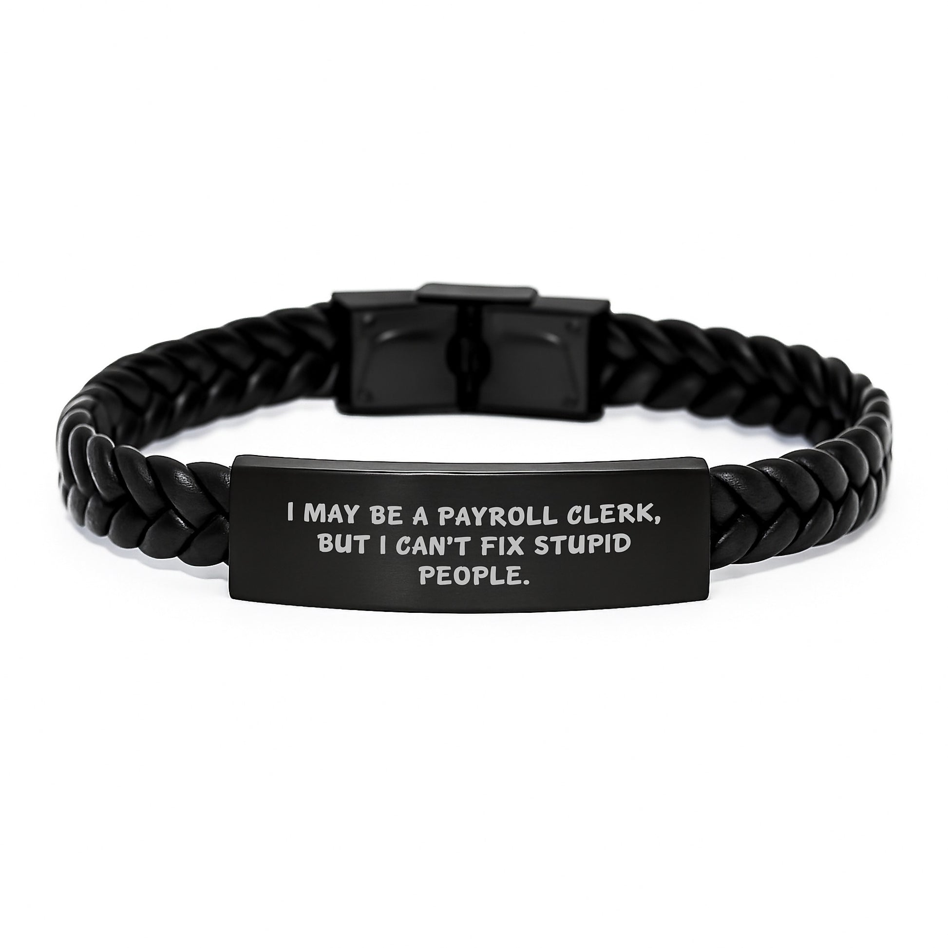 Payroll Clerk Keepsake Interlaced Leather Bracelet Birthday Gift for Him - Image 1