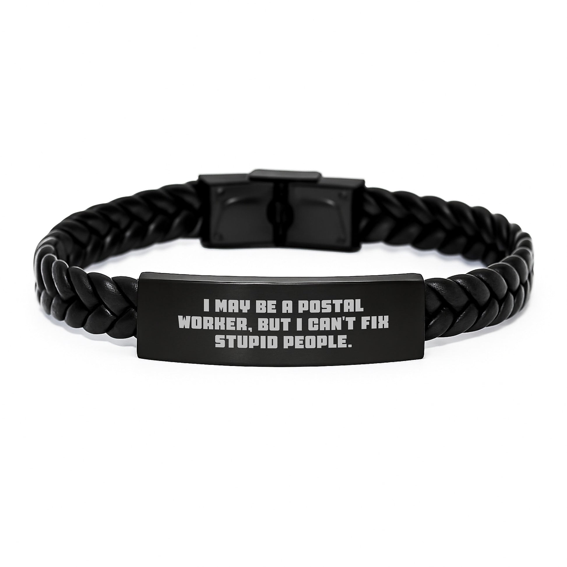 Funny Postal Worker Gifts for Men - Interlaced Leather Bracelet with Stainless Steel and PU Leather, Gifts from Friends to Graduation Unique Gifts - Image 1
