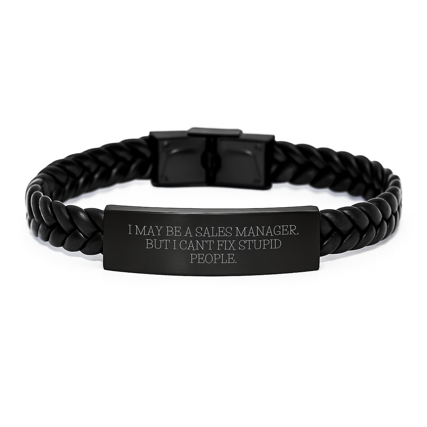 Gifts from Friends to Sales Manager, Funny Quote Interlaced Leather Bracelet for Men, Graduation Unique Gifts - Image 1