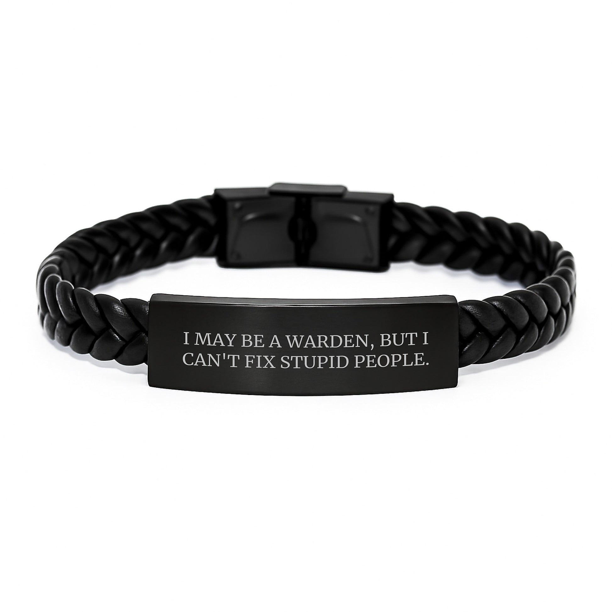 Warden Keepsake Interlaced Leather Bracelet for Him Birthday Gift - Image 1