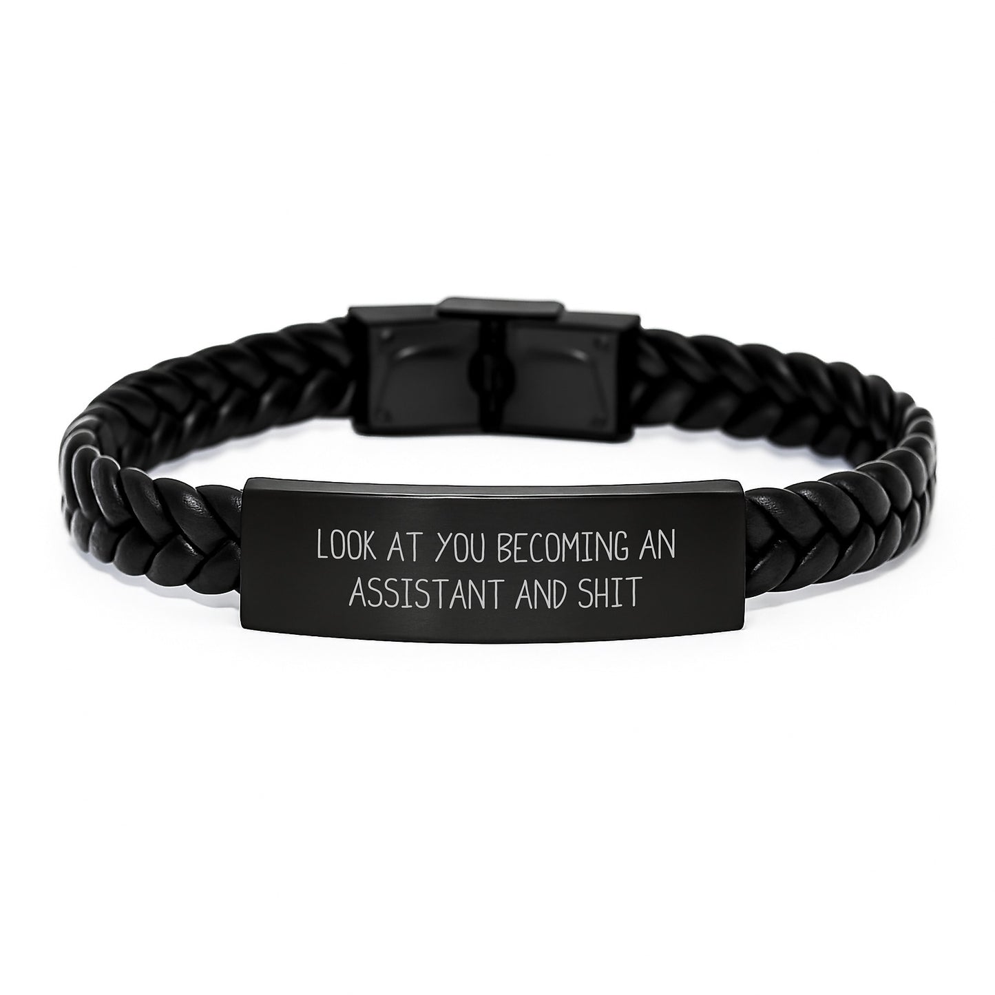 Look At You Becoming An 'Assistant' Gifts from Friends, Family, Coworkers - Inspirational Assistant Interlaced Leather Bracelet, Graduation Unique Gifts for Assistant, Men, Women - Image 1