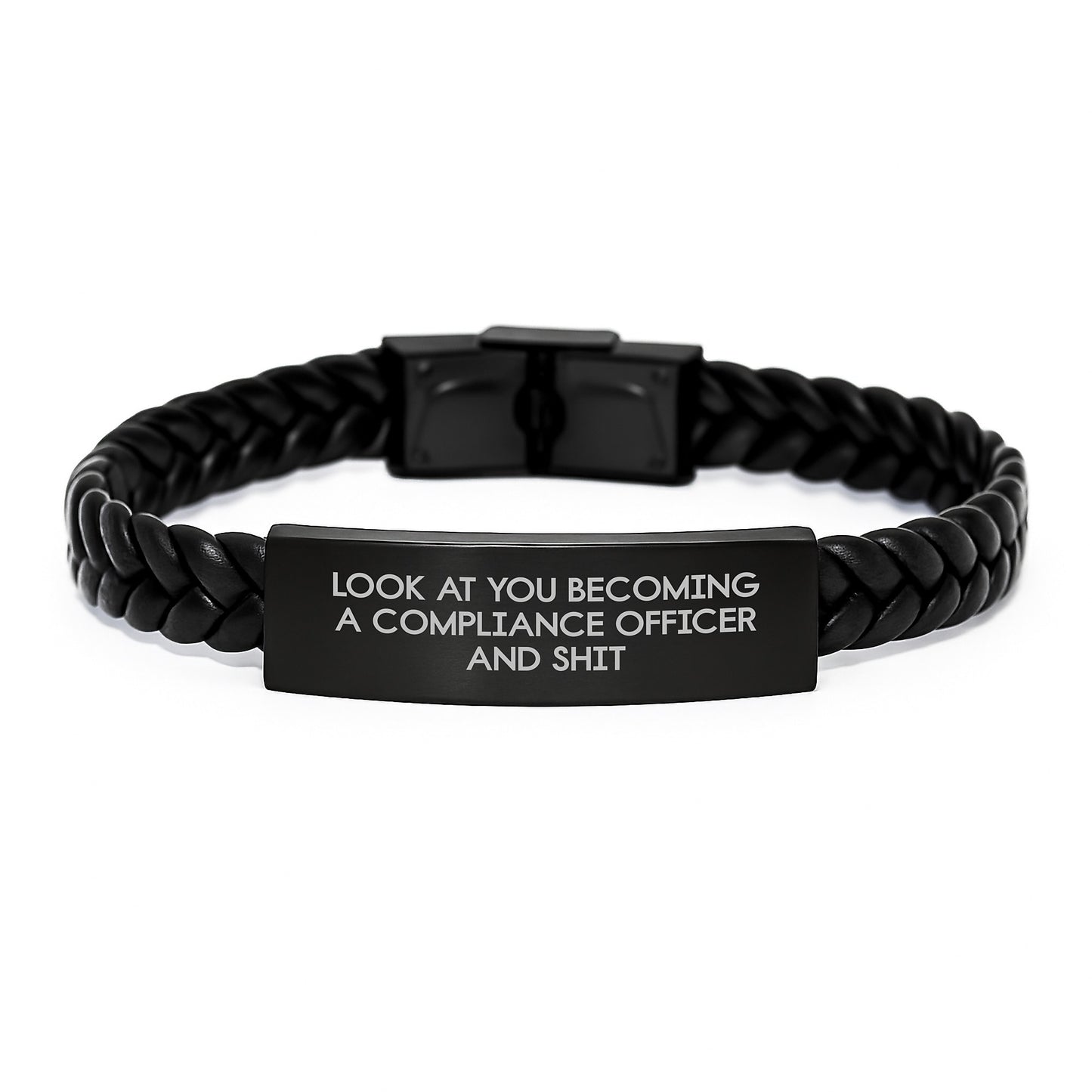 Funny Compliance Officer Gifts for Him Graduation Unique Interlaced Leather Bracelet from Friends - Image 1