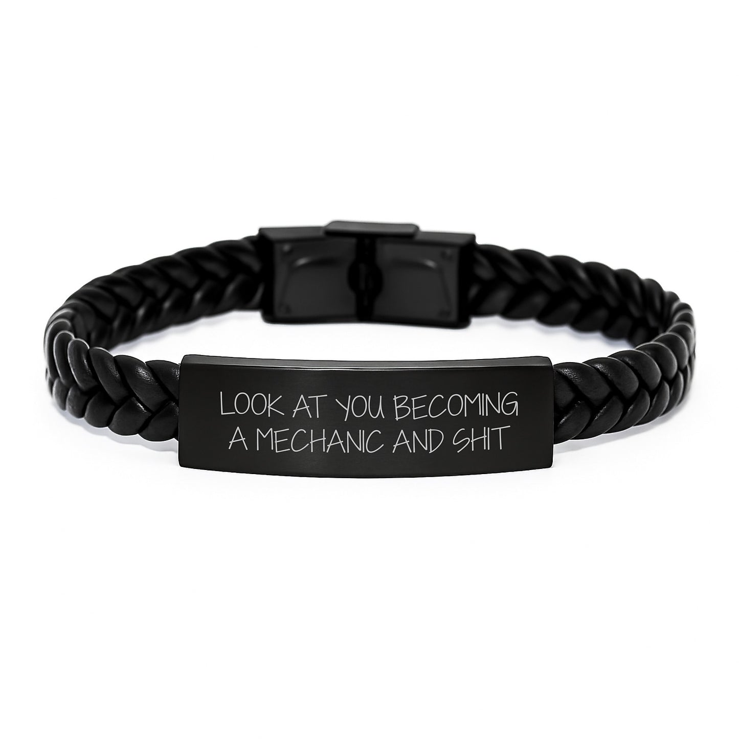 Mechanic Keepsake Interlaced Leather Bracelet for Him Birthday Gift - Image 1