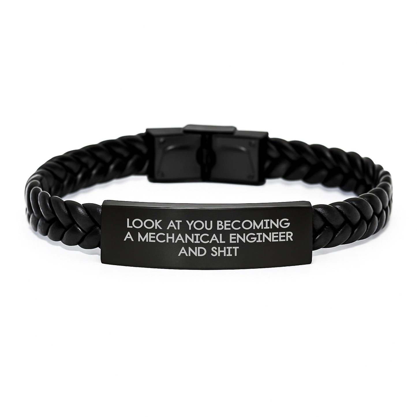 Mechanical Engineer Interlaced Leather Bracelet for Him Graduation Gift - Image 1