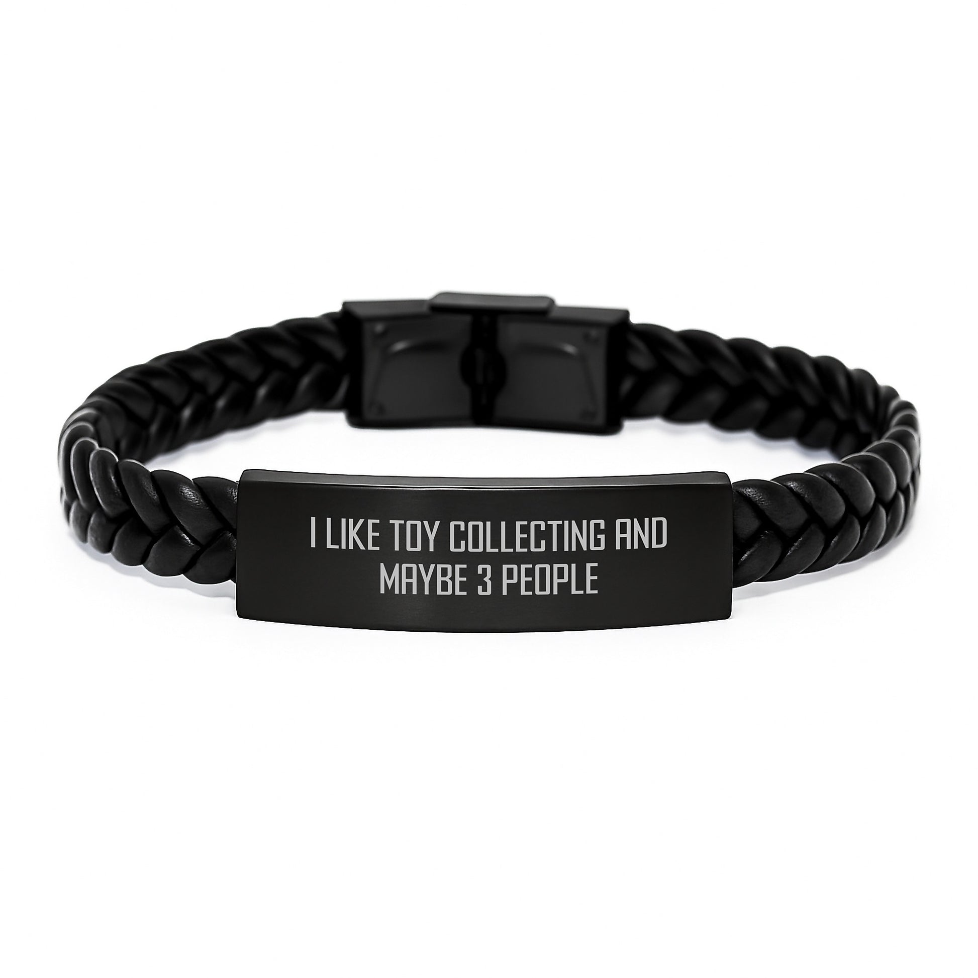 Funny Toy Collecting Gifts for Men - Interlaced Leather Bracelet, Gifts from Friends, Engraved Stainless Steel, Unique Graduation Unique Gifts for Toy Collecting Enthusiasts - Image 1