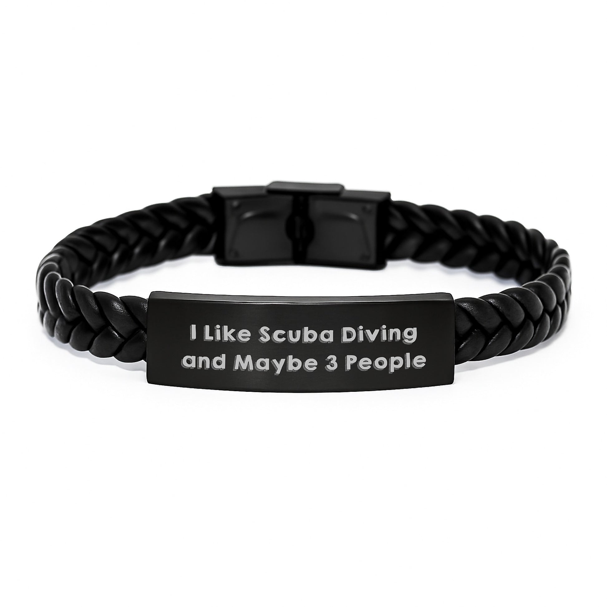 Scuba Diving Gifts for Men - Funny I Like Scuba Diving And Maybe 3 People Interlaced Leather Bracelet for Husband on Mother's Day - Image 1