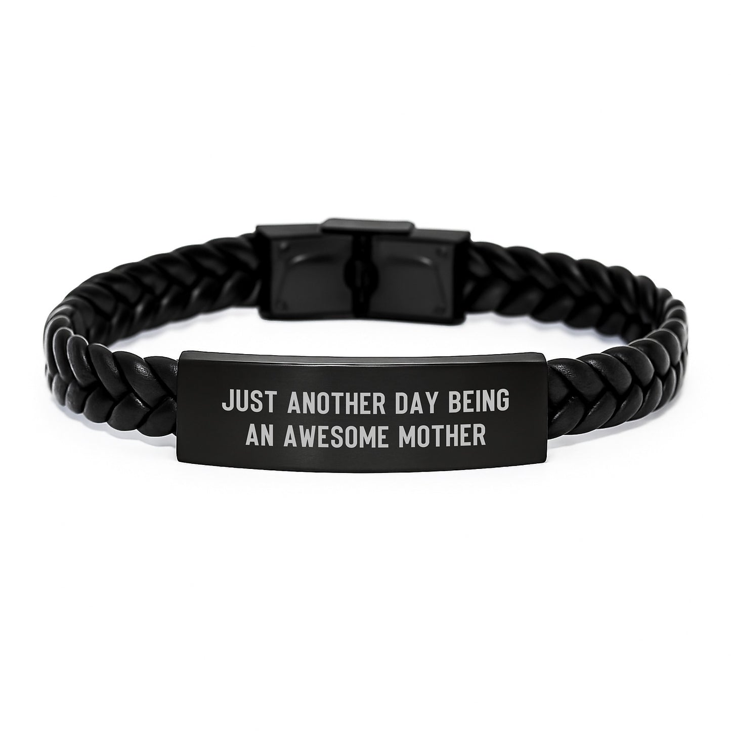 Graduation Unique Gifts for Mother, Interlaced Leather Bracelet with Funny Quote 'Just Another Day Being An Awesome Mother', Gifts from Family and Friends - Image 1