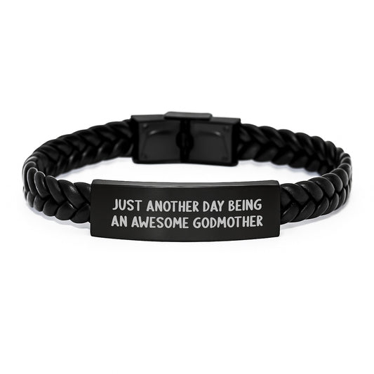Godmother Keepsake Interlaced Leather Bracelet for Him Birthday Gift - Image 1
