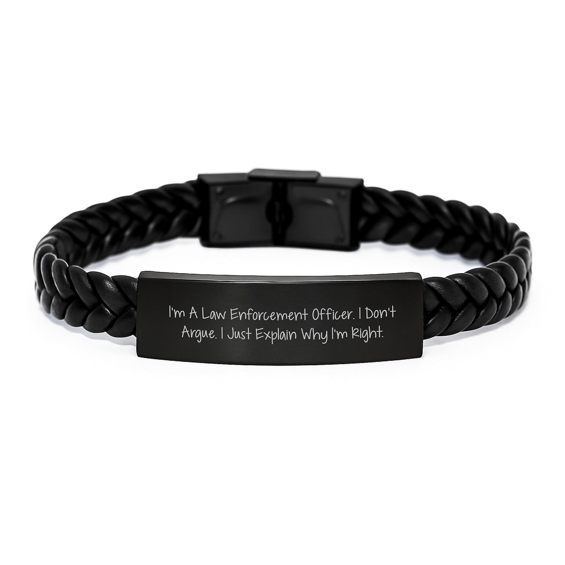 Law Enforcement Interlaced Leather Bracelet for Him Birthday Gift - Image 1