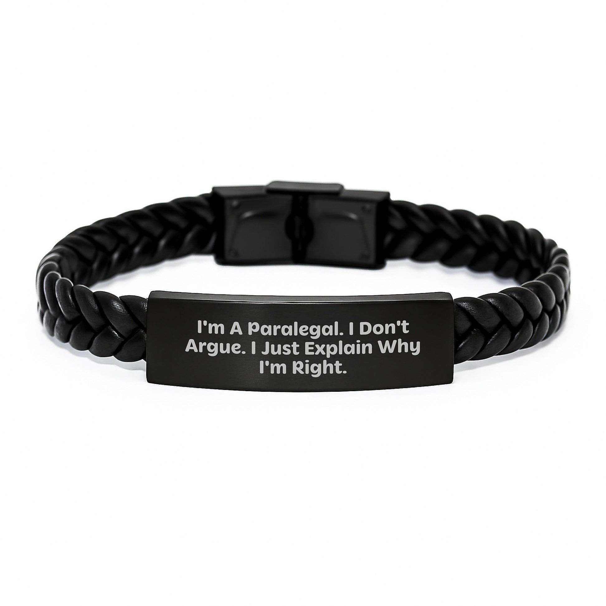 Paralegal Keepsake Interlaced Leather Bracelet for Him Birthday Gift - Image 1
