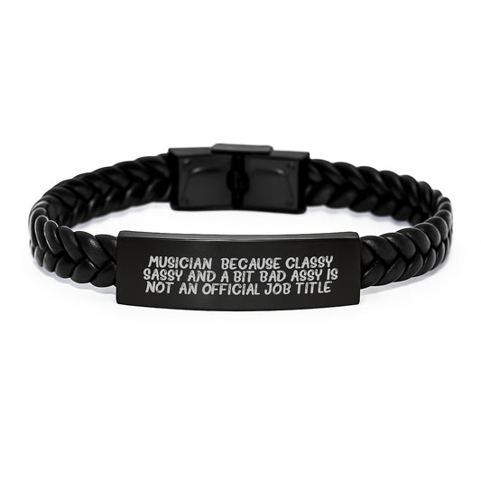 Funny Musician Gifts, Interlaced Leather Bracelet for Musician Women, Gifts from Mom, Musician Style, Mother's Day Unique Gifts from Women to Musician - Image 1