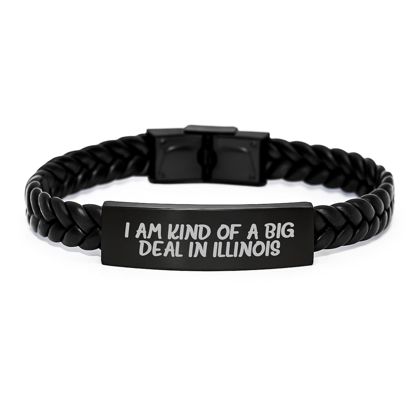 Funny Illinois Interlaced Leather Bracelet Gifts from Friends in Illinois for Mom on Mother's Day - I Am Kind Of A Prime Selection In Illinois - Image 1