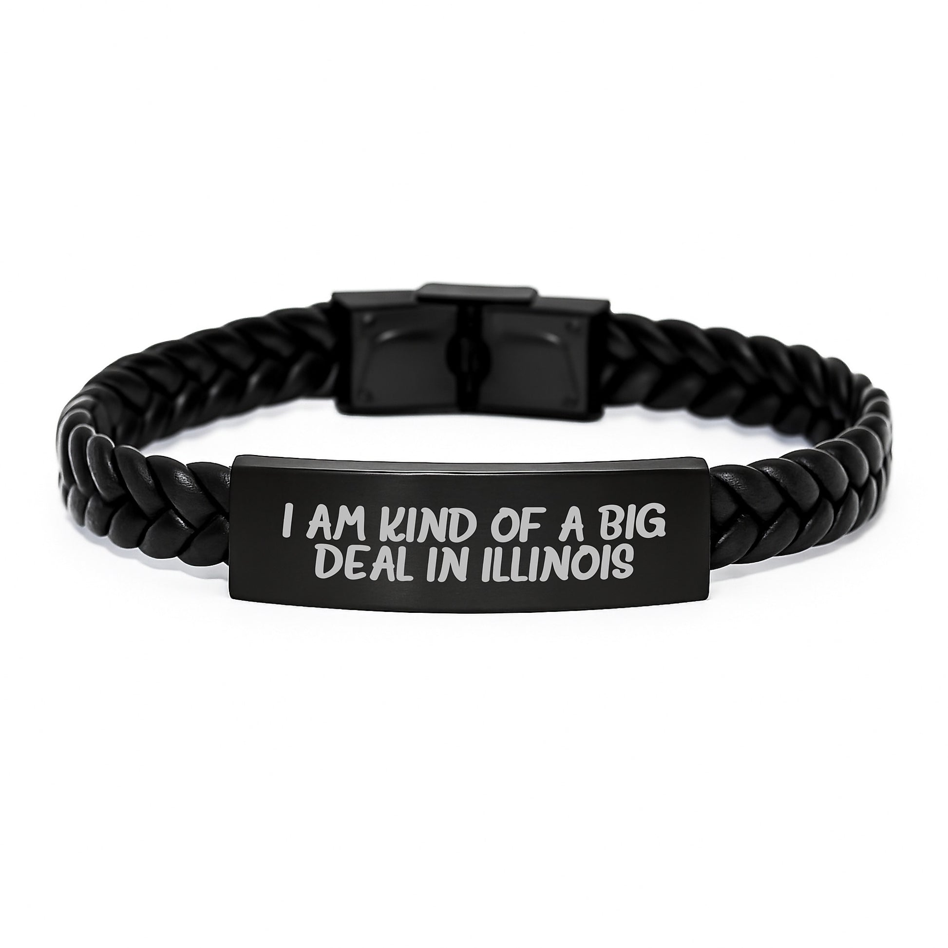 Funny Illinois Interlaced Leather Bracelet Gifts from Friends in Illinois for Mom on Mother's Day - I Am Kind Of A Prime Selection In Illinois - Image 1