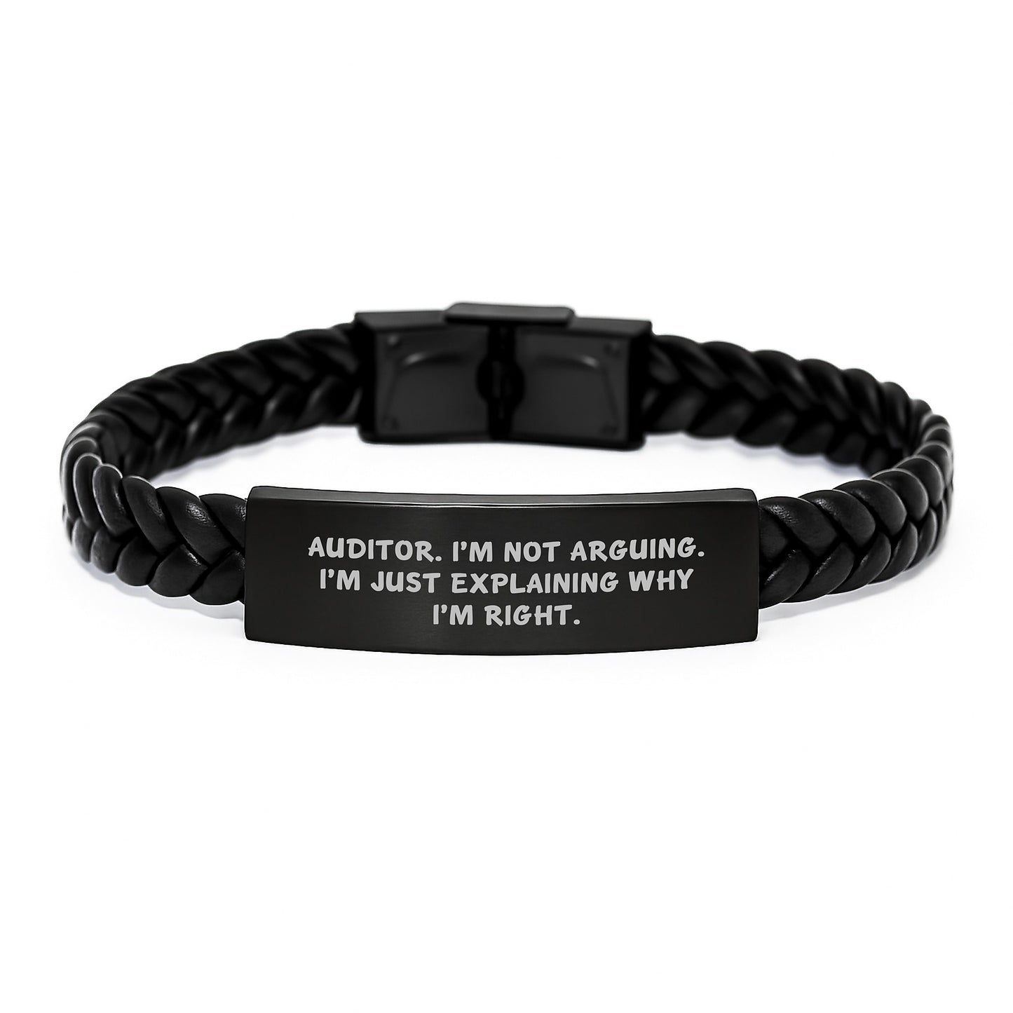 Auditor Keepsake Interlaced Leather Bracelet for Him Birthday Gift - Image 1
