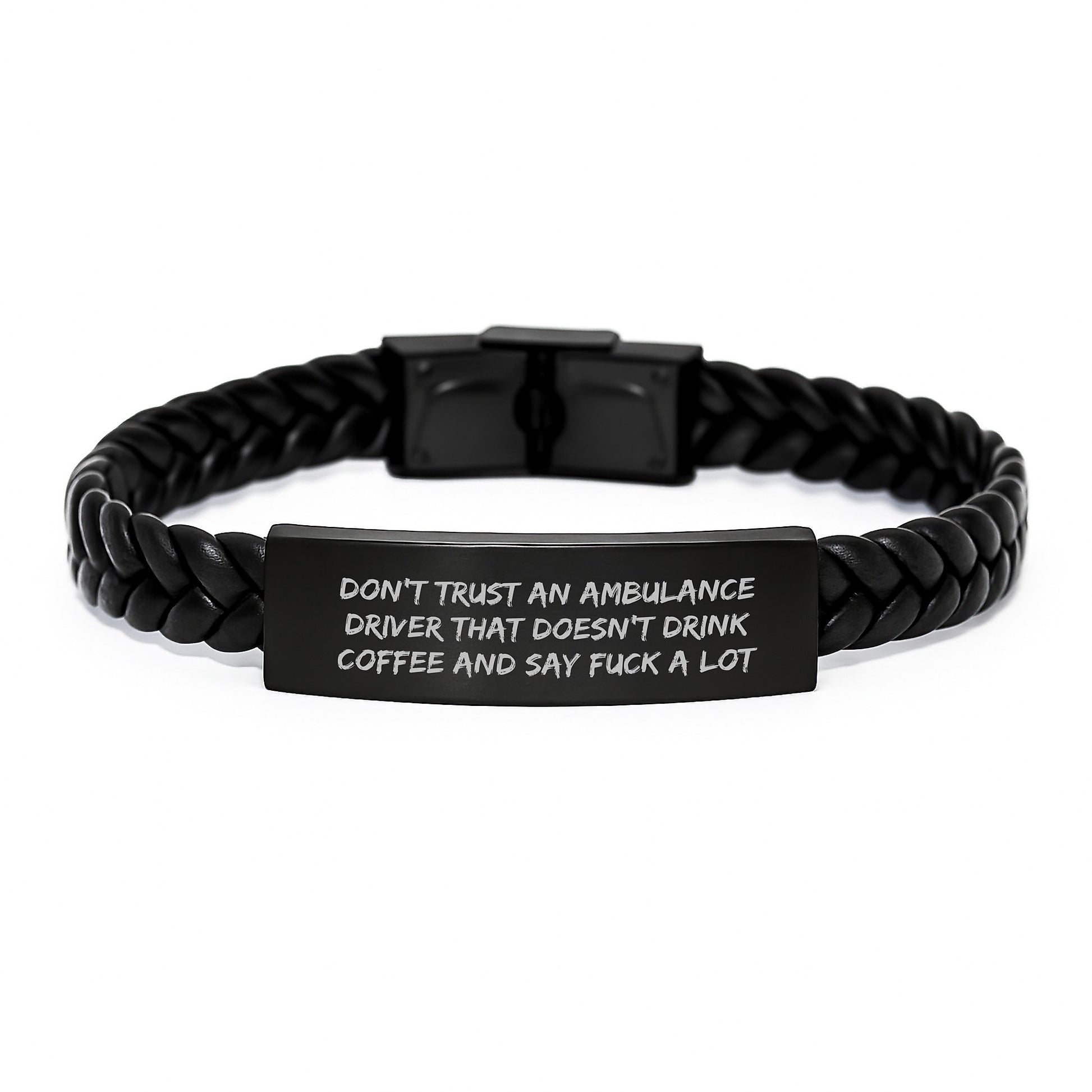 Ambulance Driver Funny Quote Interlaced Leather Bracelet Gifts from Friends, Valentine's Unique Gifts for Ambulance Driver Men, Ambulance Driver Accessories - Image 1