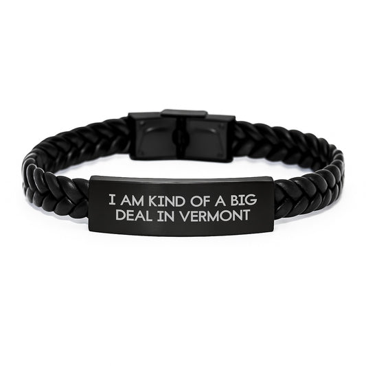 Funny Vermont Quote Interlaced Leather Bracelet, Gifts from Men for Vermont Dad, Father's Day Unique Accessories - Image 1