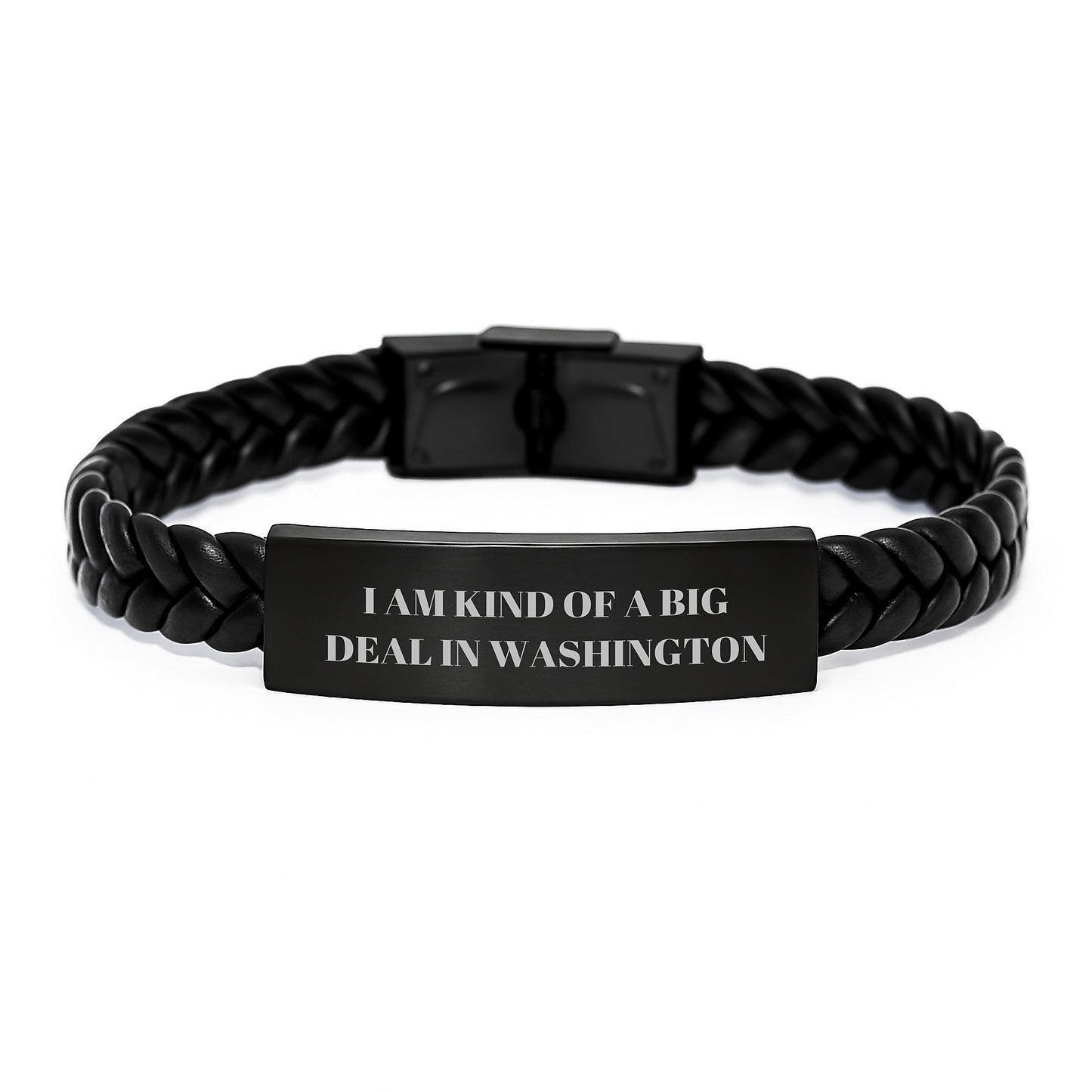 Washington Gifts - Unique Interlaced Leather Bracelet, Funny Quote 'I Am Kind Of A Prime Selection In Washington', Father's Day Unique Gifts for Men from Family - Image 1